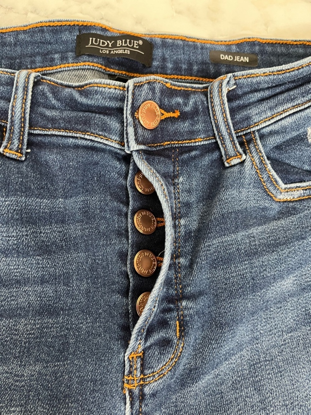 Judy Blue Johnny High Rise Hidden Button Fly Dad Jeans Medium Wash Blue 29 - Picture 13 of 16